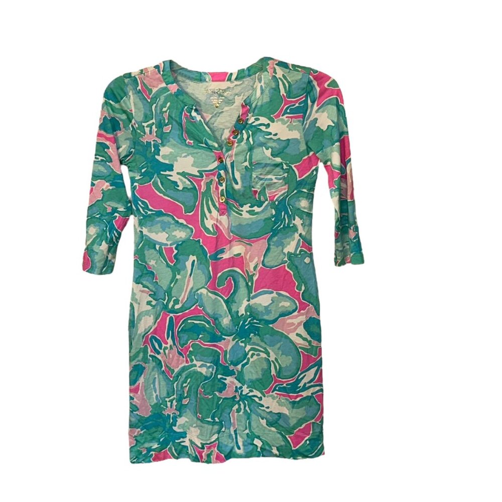 Lilly Pulitzer Alessia Tropical Pink Sands Dress XS Summer Beach Tropical Floral